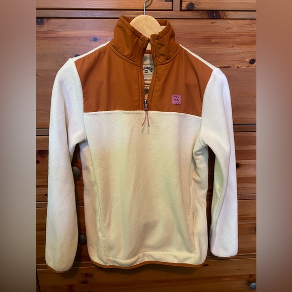 Billabong Jackets & Blazers - Billabong Cream and Rust Zip-Up Fleece Pullover XS.